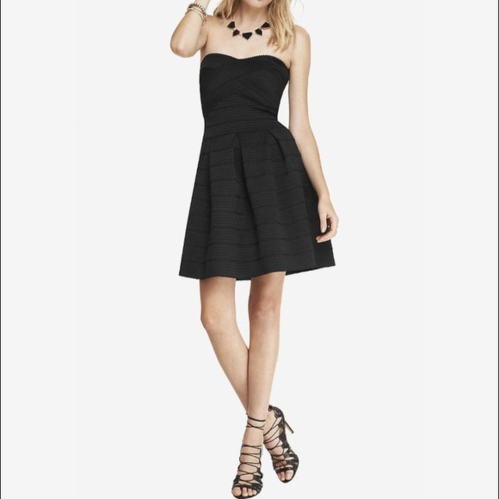 Black, fit and flare dress, small, express